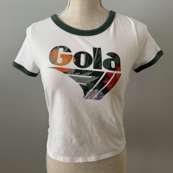 Anthropologie x Gola Women's Cropped T-shirt‎ Tropical Floral Boho Size XS - Picture 1 of 6